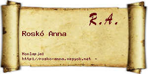 Roskó Anna névjegykártya
